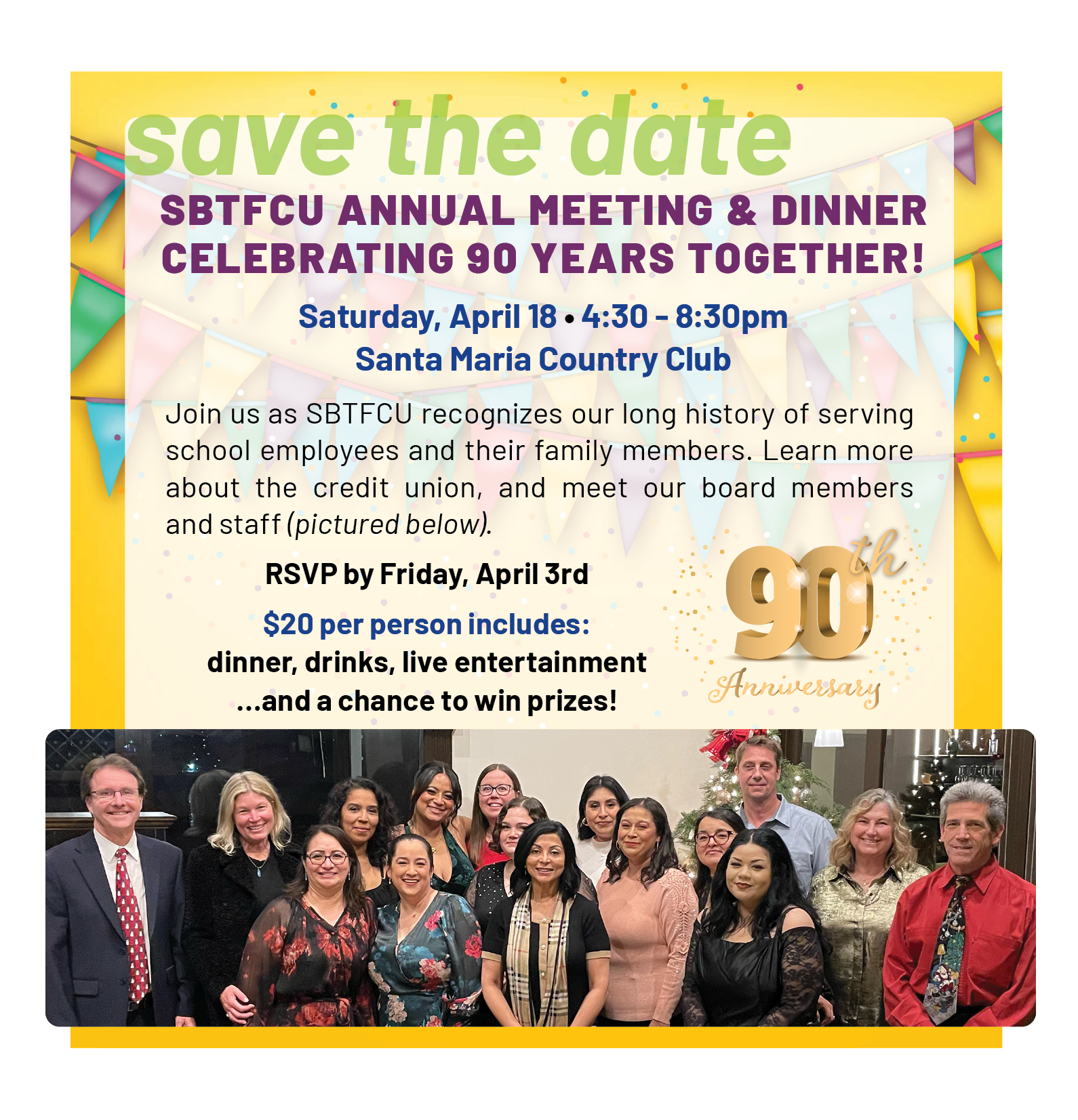 Credit Union staff at holiday party